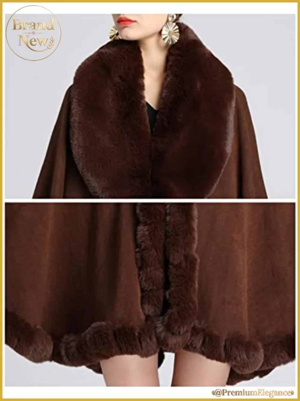 Faux Fur Poncho Shawl Wrap Cape Faux Rabbit Fur Women Evening